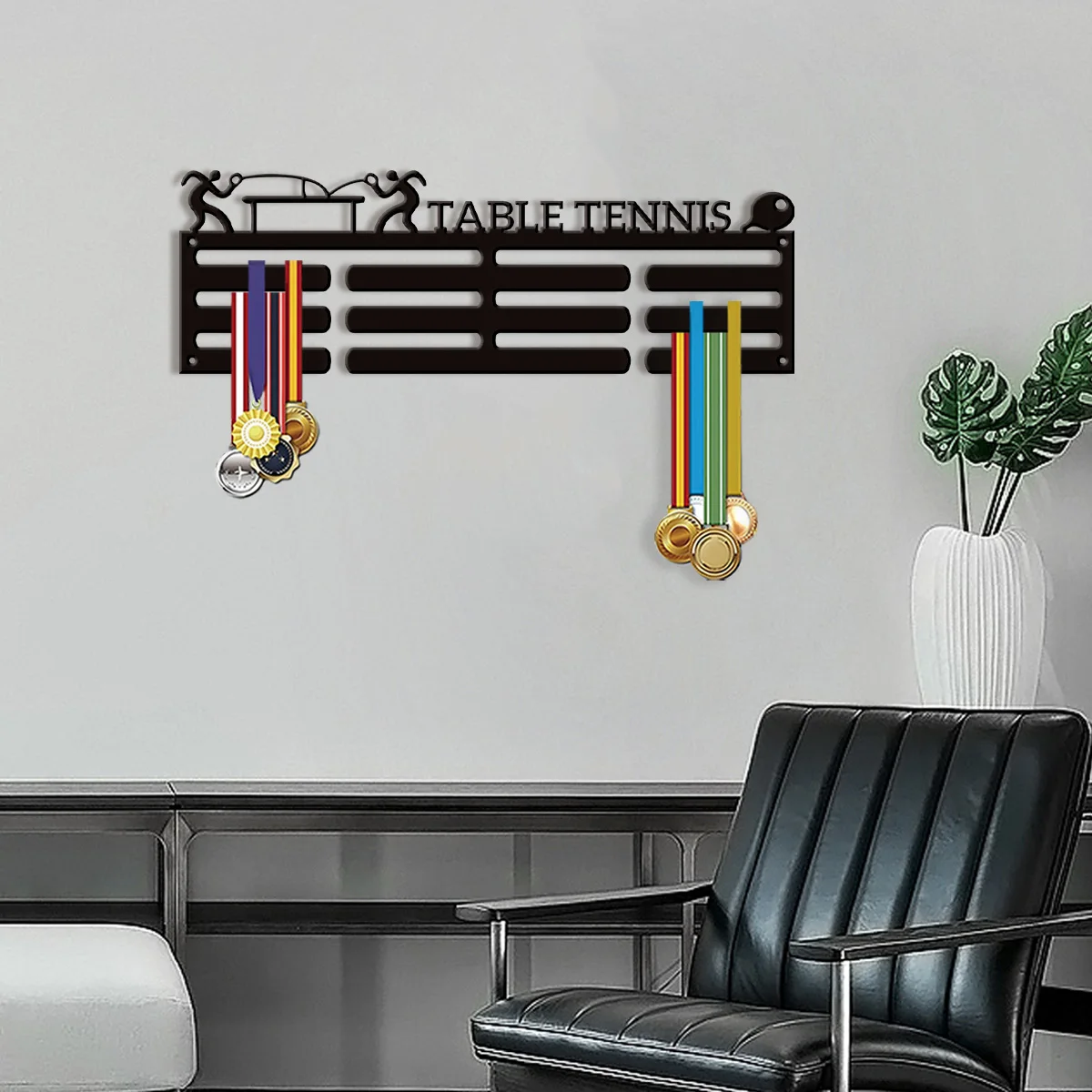 1 interesting personalized customization item Table tennis player Black medal rack, wall mounted medal display rack, athlete pa