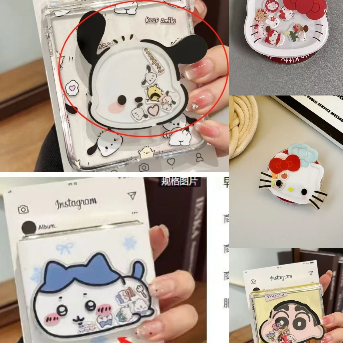 Miniso Hello Kitty, милая карта-качалка, подушка безопасности для телефона, складная подставка, вращающаяся портативная магнитная акриловая волшебная подставка для ленивого человека