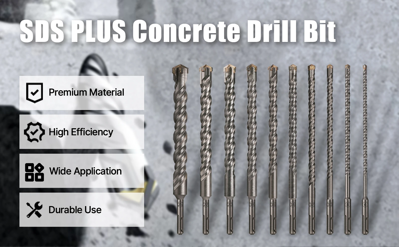 1 Stück Beton SDS Plus 6-25mm Bohrer Kreuzschneidkopf Doppelbohrer Hammer 260mm Wand Ziegel Block Elektrohammer Mauerwerkbohrer – Detail 3