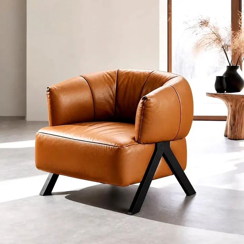 Modern Leather Single Leisure Chair Ergonomic Eco Friendly Lightweight for Restaurant Outdoor Living Room Home Furniture