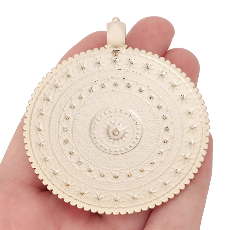 1 x Genuine Gold Color Plated Large Bohemia Boho Medallion Round Charms Pendants for Necklace Jewelry Making Accessories