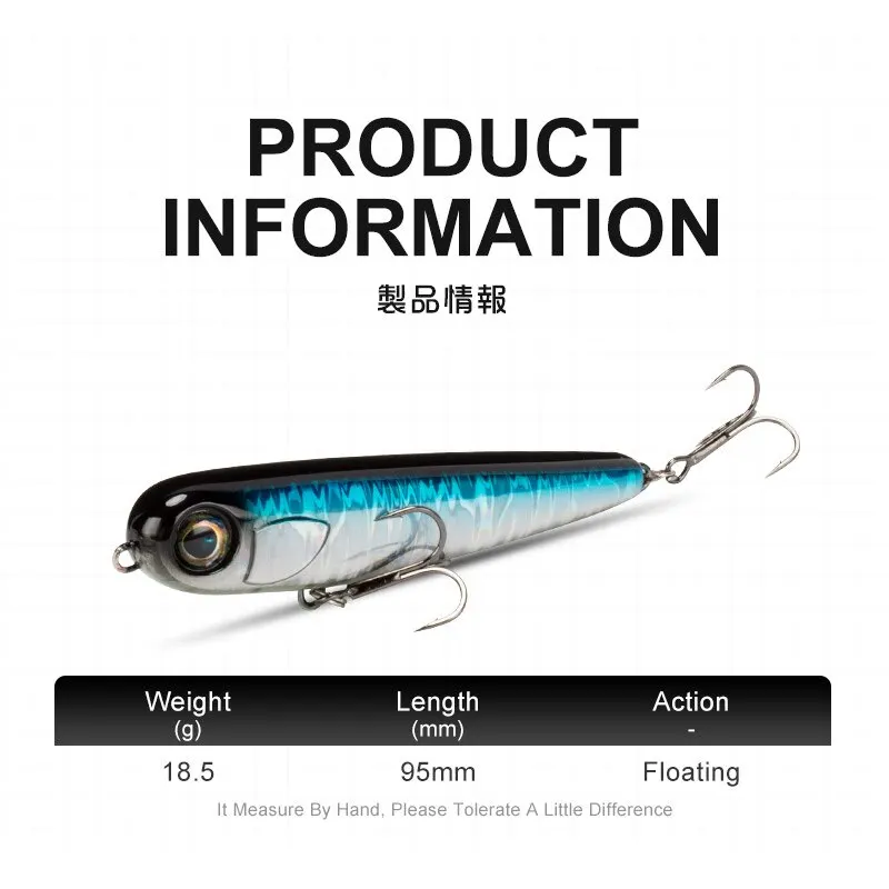 HOPOPEN Floating New Fishing Lures 95mm Pencil Top Water Surface Saltwater Hard Baits Dog Walking Sea Bass Wobblers Lure