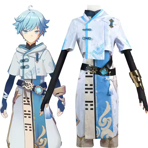 Game Chongyun Cosplay Genshin Impact Costume Chun Yun Full Set Uniform Halloween Party Fancy Dress Outfit with Wig for Men Women