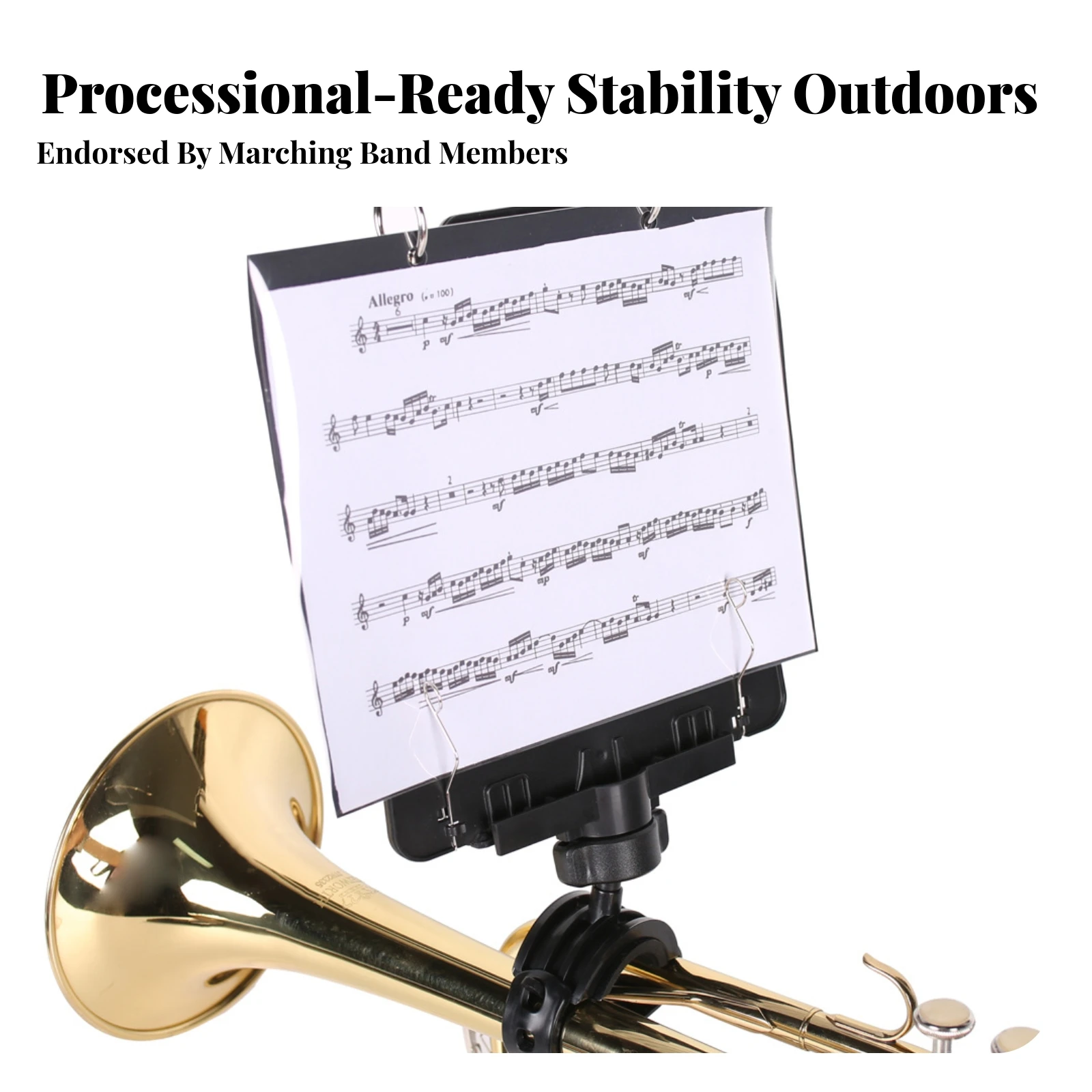 Trumpet Marching Lyre with Clamp Adjustable-Angle Trumpet Marching Lyre Music Flip Folder Tool-No-Tool Clamp-on Music Sheet Clip