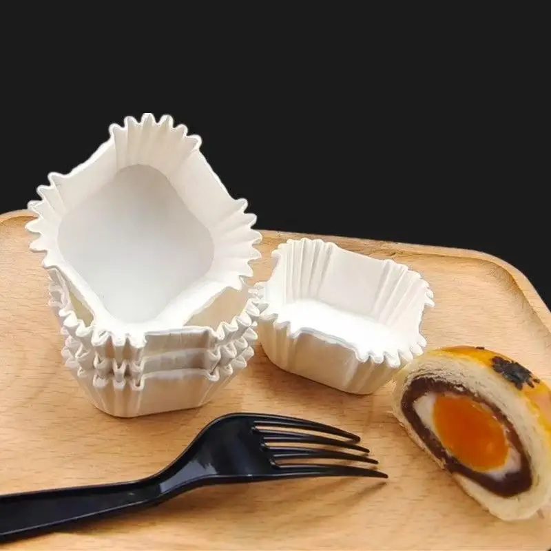 Nuevo Paquete de 100/250 Unidades de Soportes de Papel Cuadrados para Mooncake, Revestimiento de Papel para Brownie, Tamaño Mediano 45/50/55/62mm, Bandeja de Papel Xue Meiniang, Vaso Antigrasa