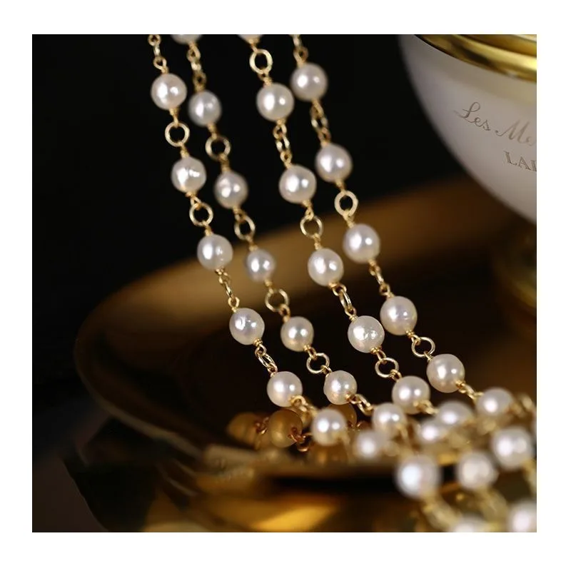 

Long Bead Sweater Chain Atmospheric High-end Chain Necklace Simple Light Luxury Niche Style High-end Sense Versatile Hair