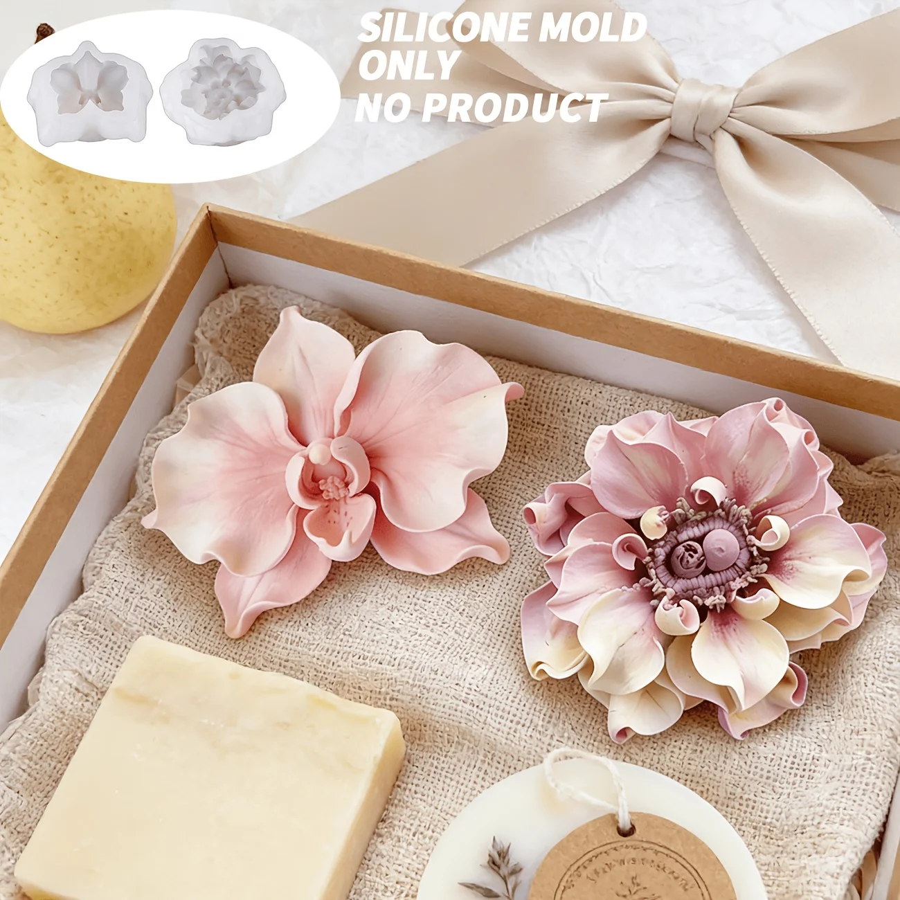Zweiteiliges Set aus traumhaften und kompakten Orchideen- und Anemonen-Silikonformen. Leicht zu entformende und wiederverwendbare Silikonform. Die Blütenblätter von th – Detail 6