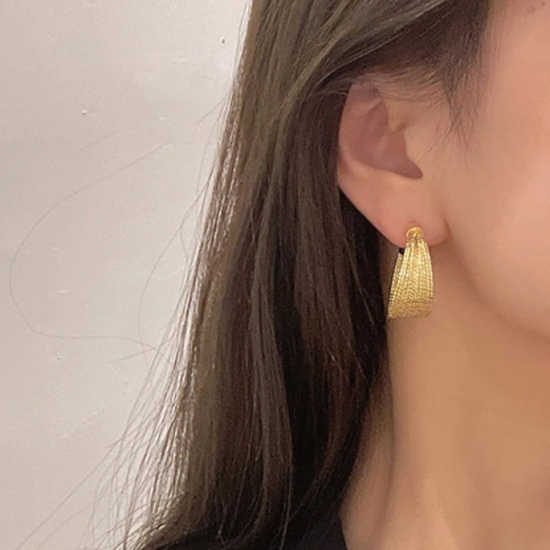 Modern Jewelry European and American Design Metal Hoop Earrings For Women 2023 Trend New Exaggerative Ear Accessories Hot Sale