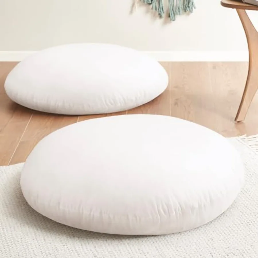 

Round Floor Pillow Insert 2 Sets Large Thick Meditation Cushion Circular Seating Cushions and Pouf Inserts 32 Inch Memory Foam