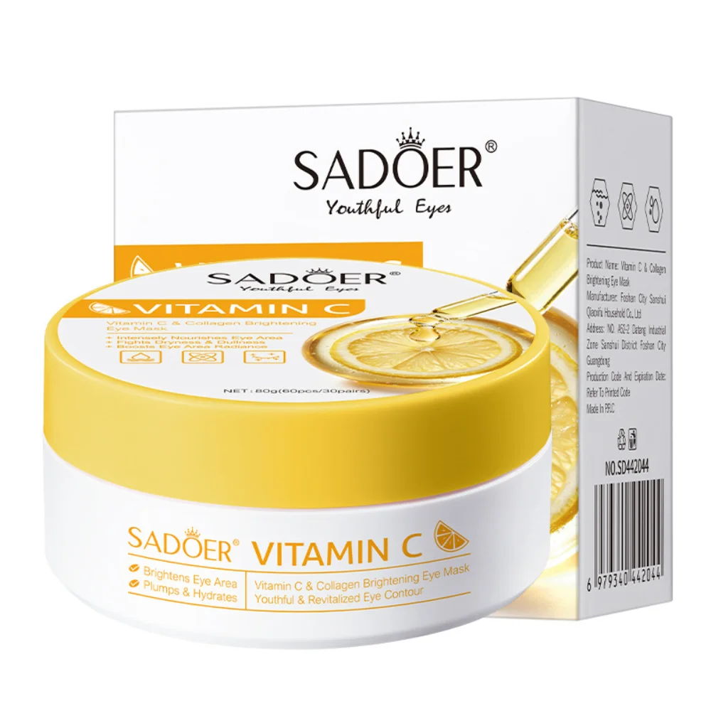 SADOER Vitamin C and Hydrolyzed Collagen Under Eye Patches Moisturizing Gel Eye Mask for A Smooth and Naturally Radiant Eye Area