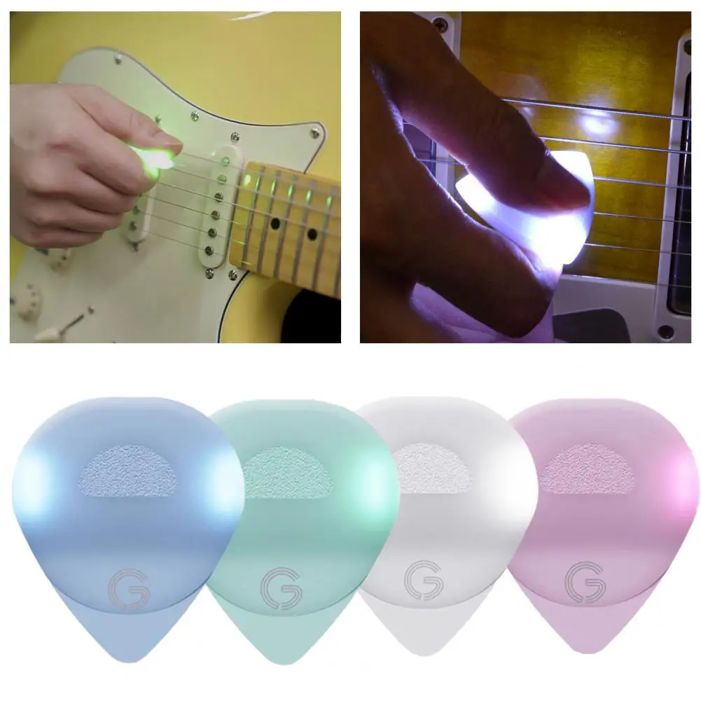 LED Glowing Guitar Pick 0.58/1.0MM Plastic Guitar Touch Luminous Pick Musical Stringed Instrument Glowing Plectrum