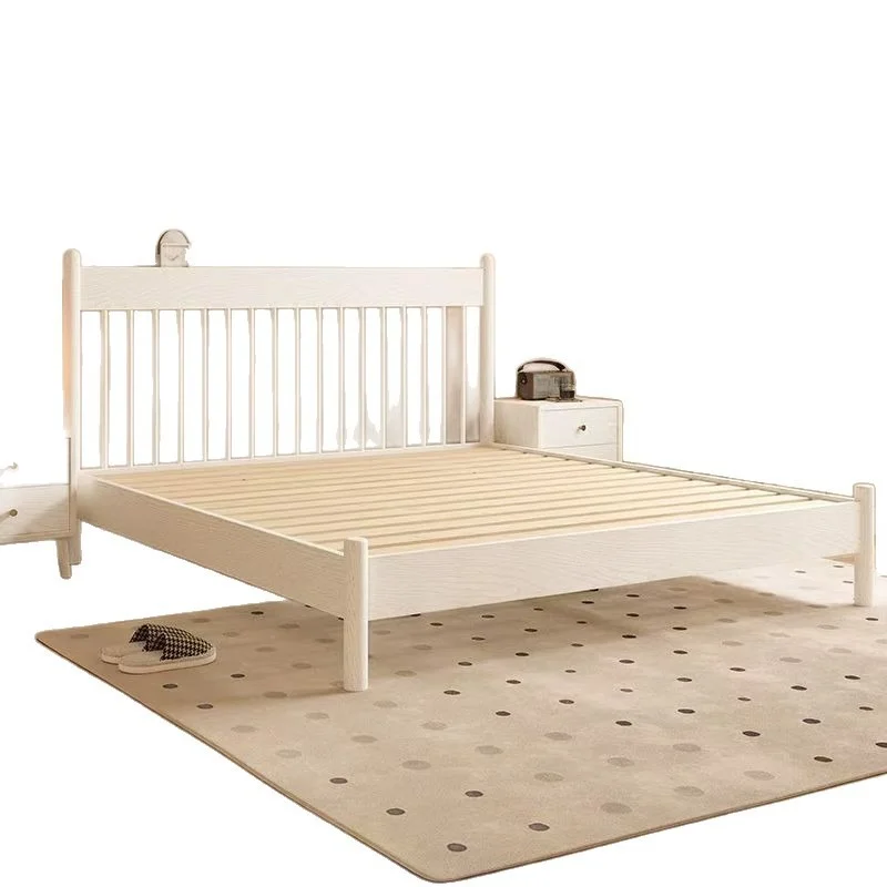 Beech wood windsor bed, white solid wood 1.8m double bed, internet-famous princess bed 1.5m, rental room 1m single bed