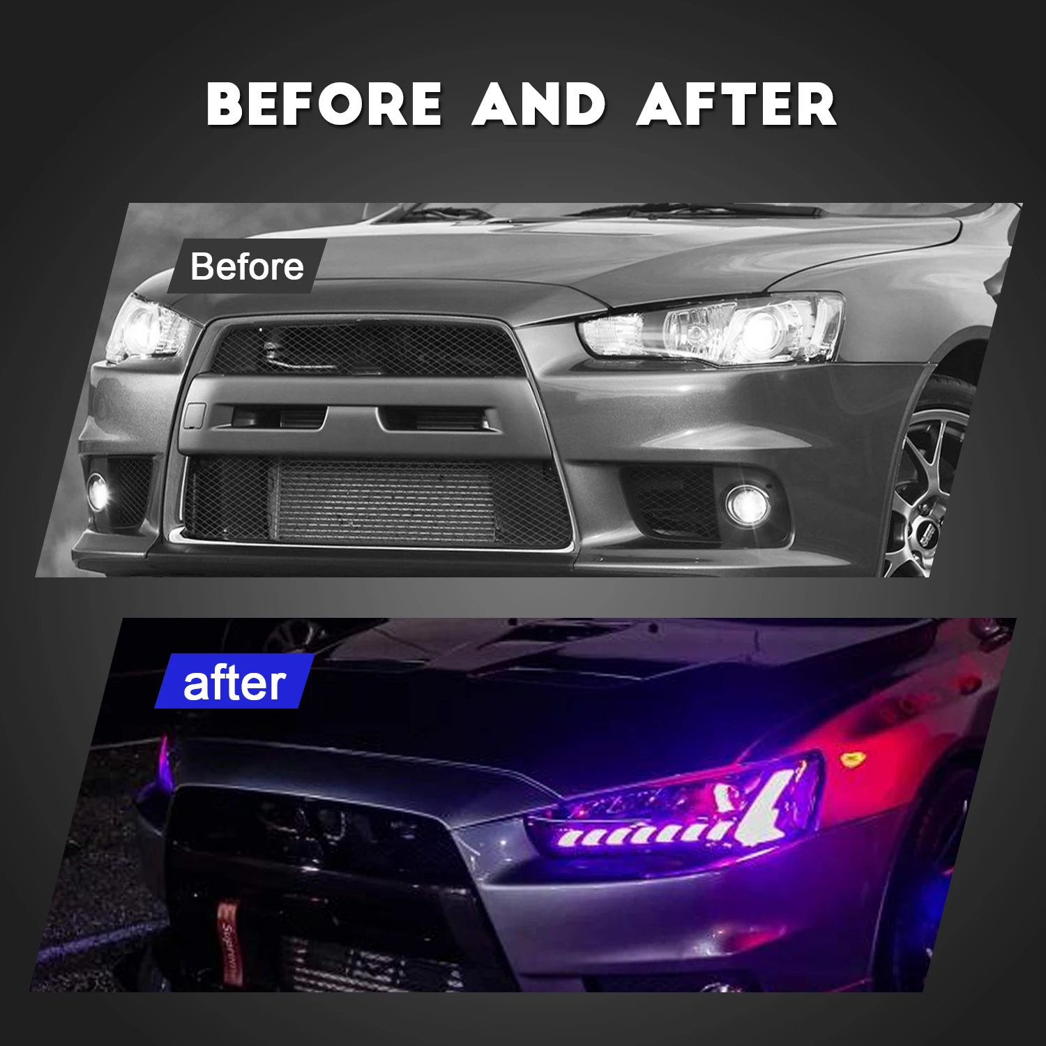 RGB Start up Animation Sequential Lamps 2008-2017 Car Styling Demon Eyes LED Headlights for  Lancer