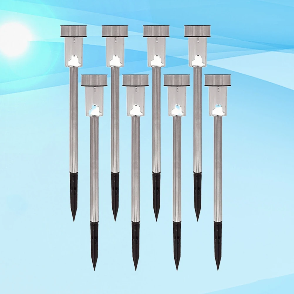 

8pcs Solar Ground Plug Light Led Garden Landscape Outdoor Stainless Steel Waterproof Lawn Lamp For Yard Driveway Pathway Durable