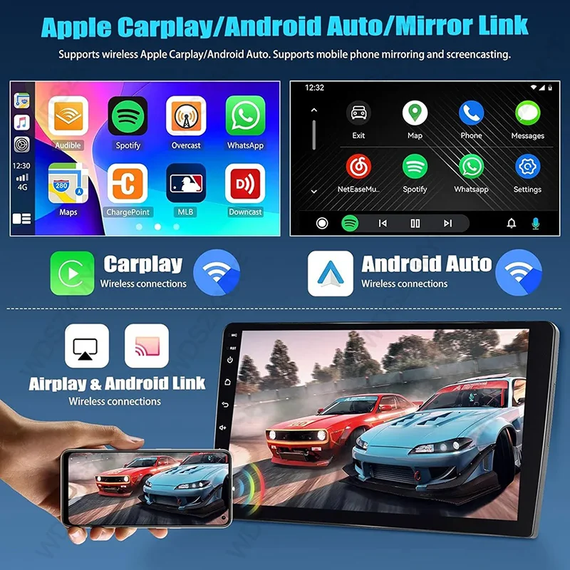 2Din أندرويد 13 7/9/10 ''لاسلكي Carplay راديو عالمي 64G BT راديو السيارة الوسائط المتعددة ستيريو لتويوتا هيونداي كيا فولكس فاجن