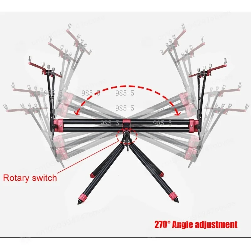 5 Heads Aluminum Alloy Fishing Rod Holder Retractable Folding Triangle Support Bracket
