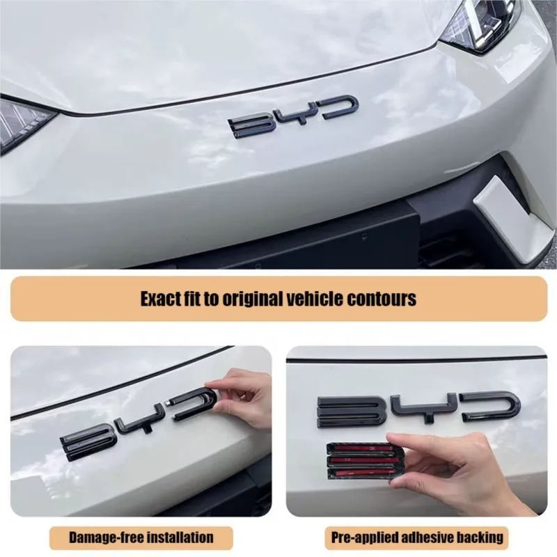 ل BYD ختم هان سونغ يوان دولفين ATTO 3 اكسسوارات السيارات المصد الأمامي شعار شارة ملصق مائي شعار الكربون الأسود تجديد ملصق