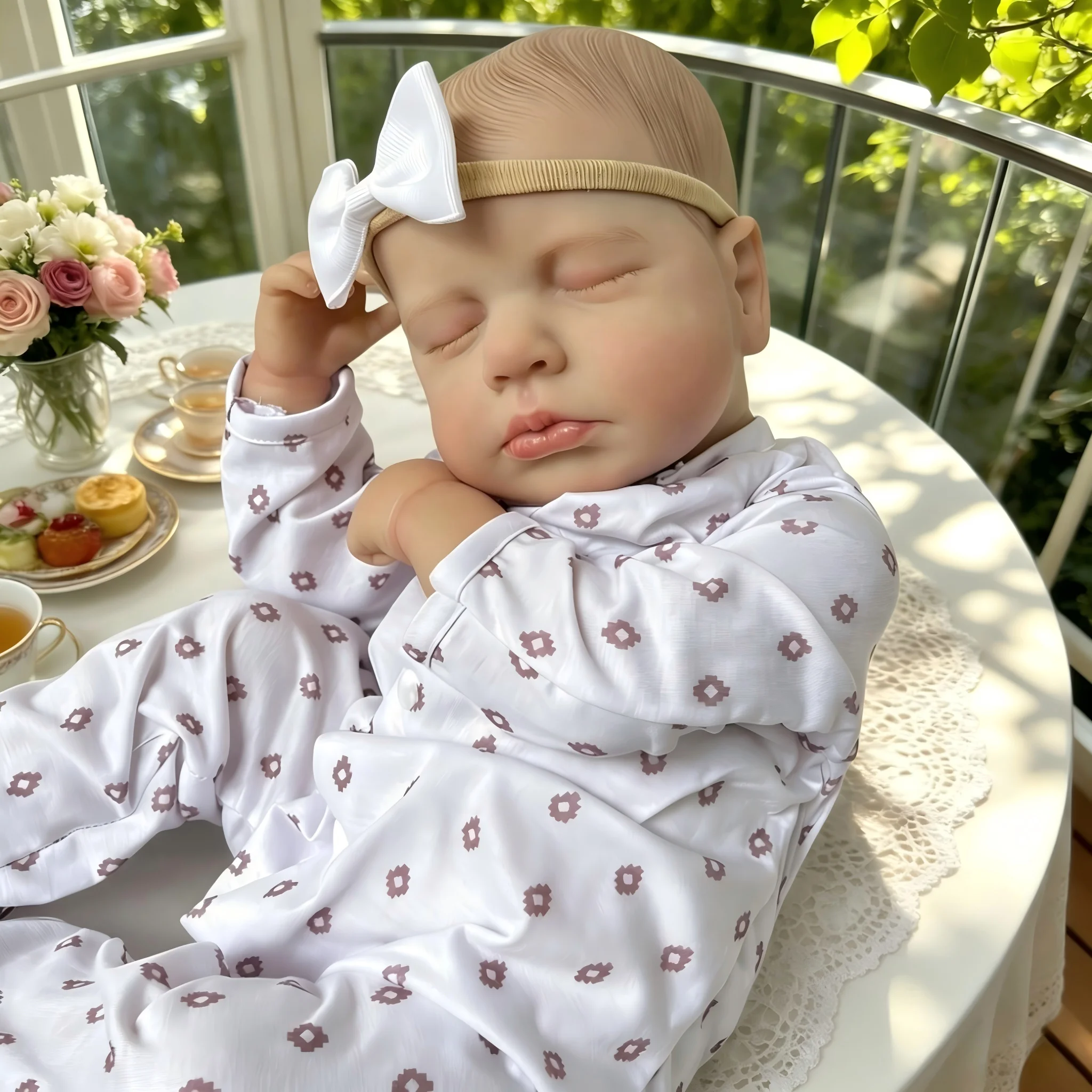 BZDOLL 19in 48CM Lifelike Asleep Reborn Baby Doll Toy with Full Vinyl Body Realistic 3D Skin Doll Fashion Birthday Gift for Kids