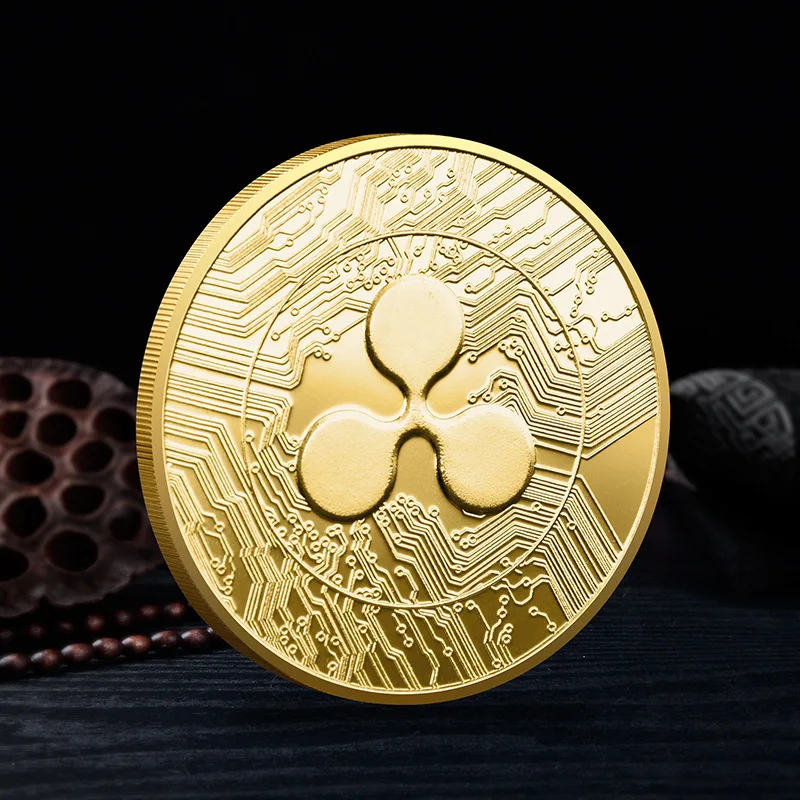 عملة تموج افتراضية رقمية XRP عملة تشفير مطلية بالذهب والفضة مع علبة بلاستيكية مجموعة فنية تذكارية للعملات المعدنية هدية تذكارية