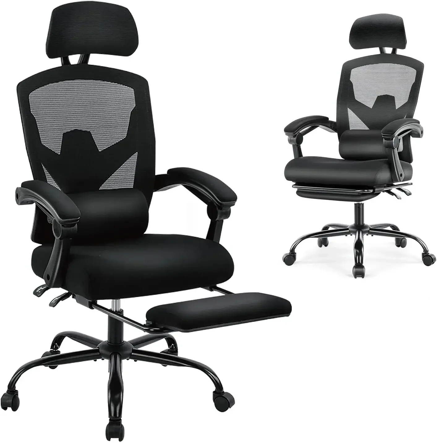 

Home Office Desk Chair with Footrest, High-Back Mesh Rolling Swivel Reclining Chairs with Wheels, Comfortable Headrest, Lumbar S