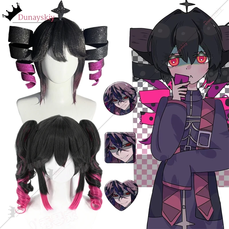 cos*Anime Dark Teto Cosplay Wig Pink Gradient Double Drill Ponytails High Heat Resistant Halloween Character Roleplay Wig