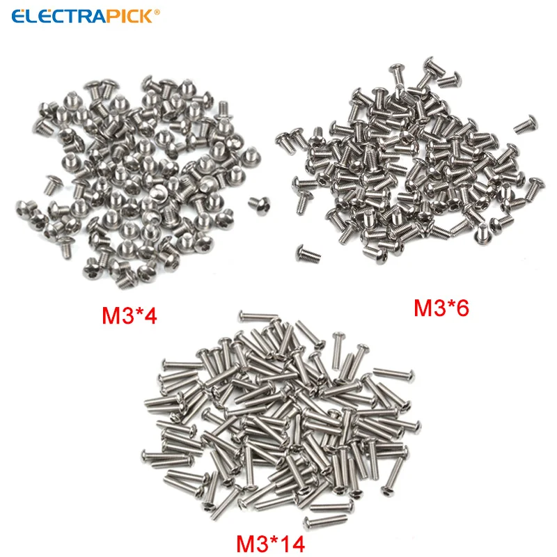 ELECTRAPICK 100pcs M3 304 Stainless Steel Round Hex Hexagon Socket Head Allen Furniture Rivet Screw Connector Joint Bolt