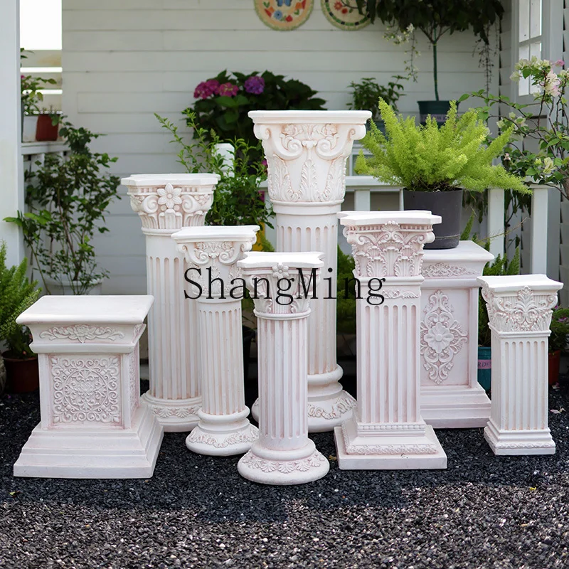 

HJ Garden Outdoor Decoration Ornament Garden Flower Stand Base Imitation Gypsum Yard Balcony Large Flower Pot