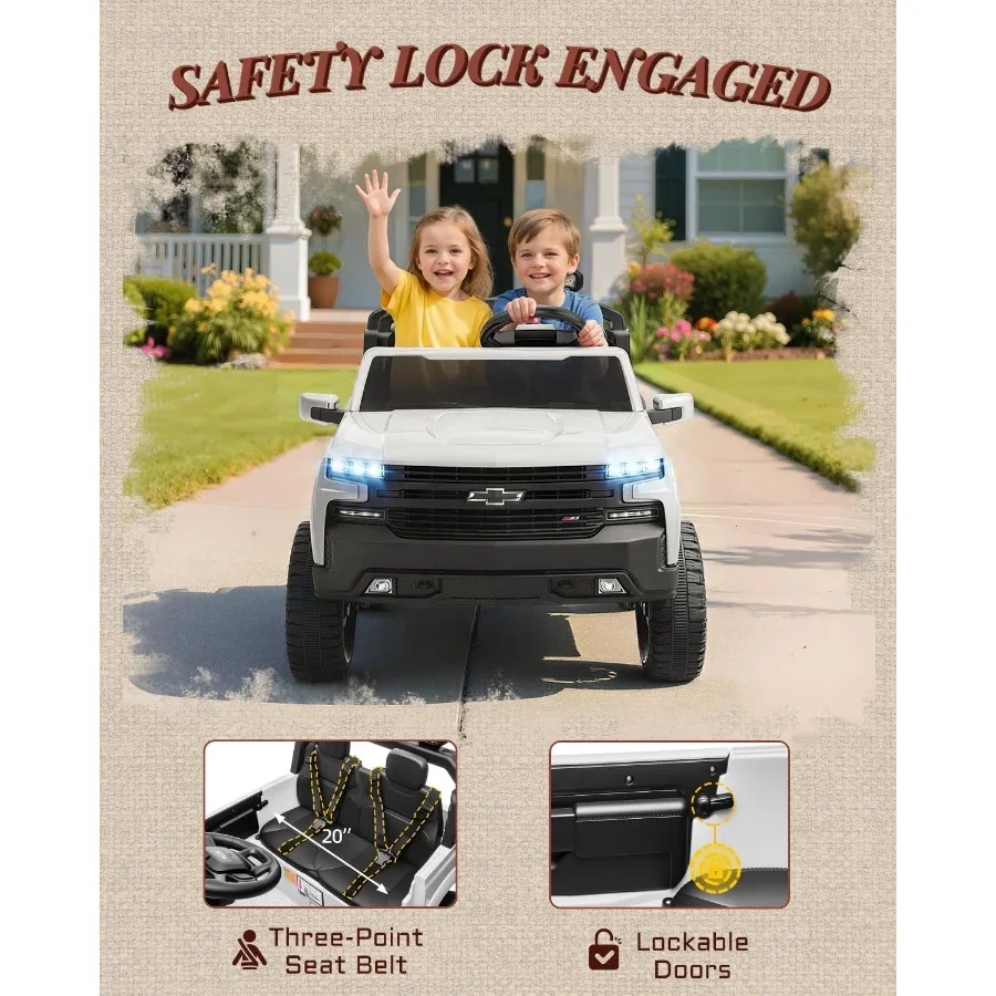 Carro de passeio de 2 lugares 24V para crianças, carro elétrico Chevrolet Silverado licenciado para crianças com controle remoto, carro infantil com azul