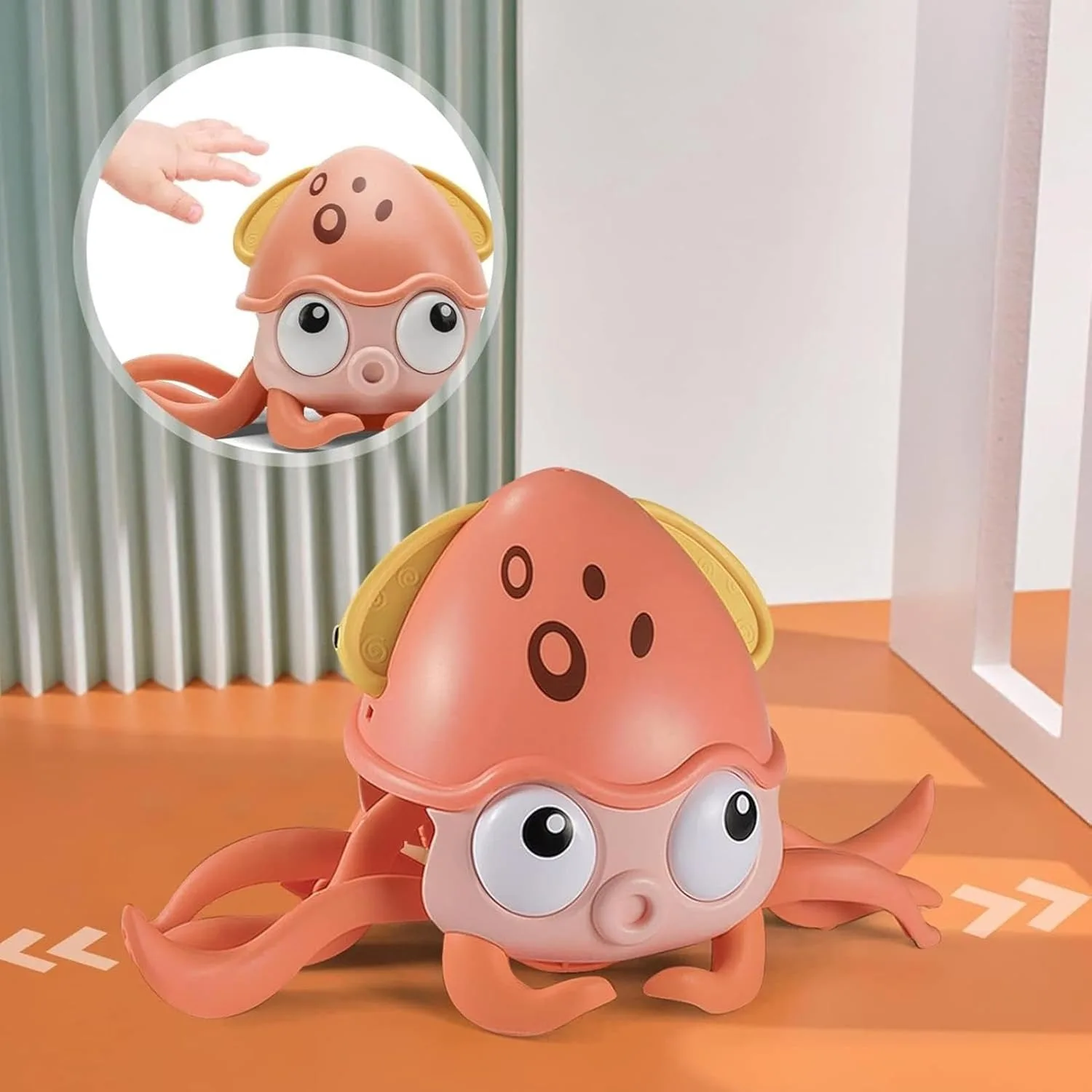 Krabbelndes Oktopus-Spielzeug, enthellendes Oktopus-Hundespielzeug für Haustiere mit Musik und Lichtern, USB-Ladedesign, Geschenke für Hunde und Babys, Mädchen