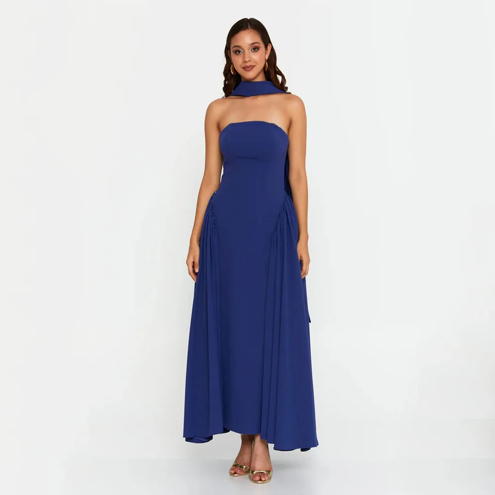 

Arya Elegant Evening Dresses Chiffon for Floor-Length Strapless Sleeveless Prom Dress A-line Vestidos De Fiesta Customized