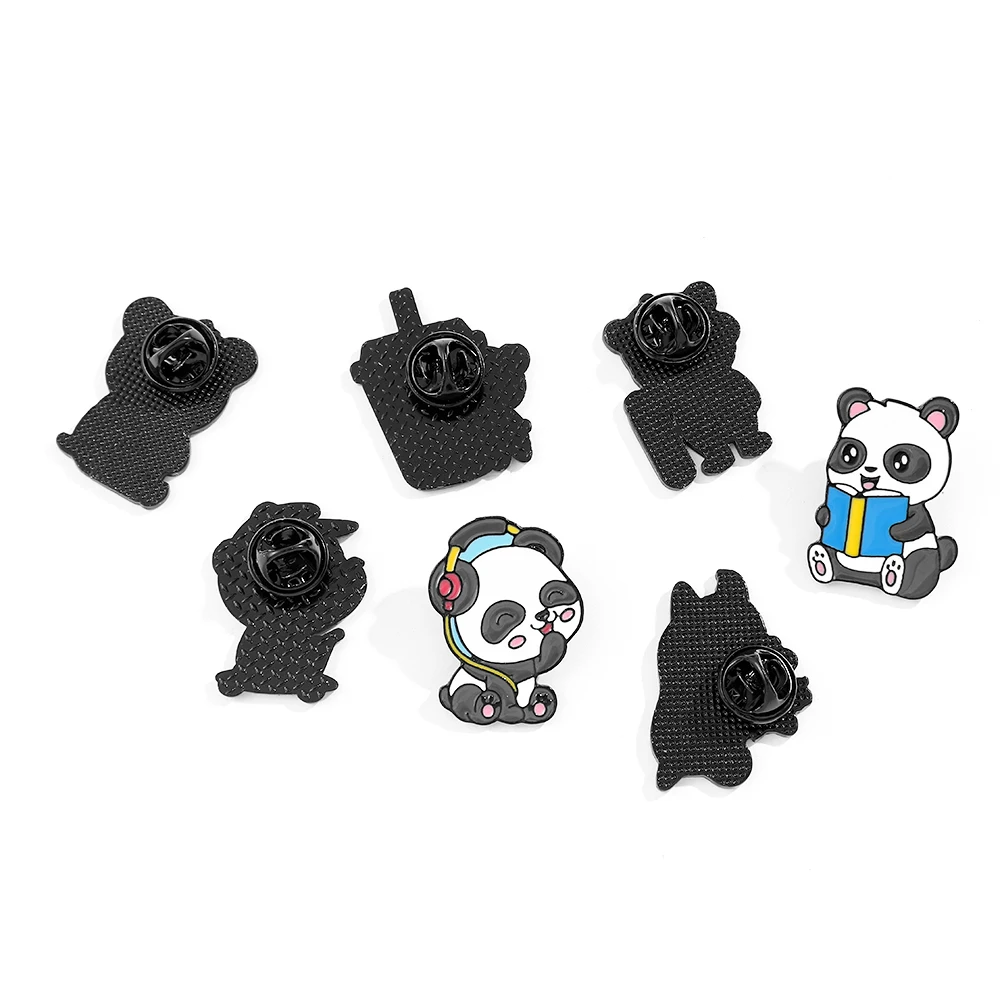 7 قطع لطيف الباندا أنيمي الكرتون بروش مضحك الفردية المينا شارة معدنية مجوهرات على ظهره الملابس والاكسسوارات هدية #2