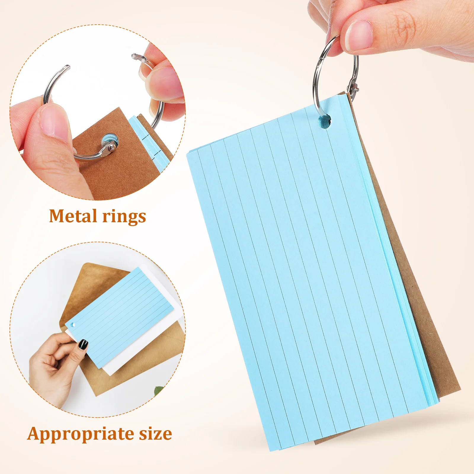 150Pcs Ruled Index Cards American Style Colored Double Sided Study Flashcards Rings Note Cards Ruled Pads Vocabulary Card