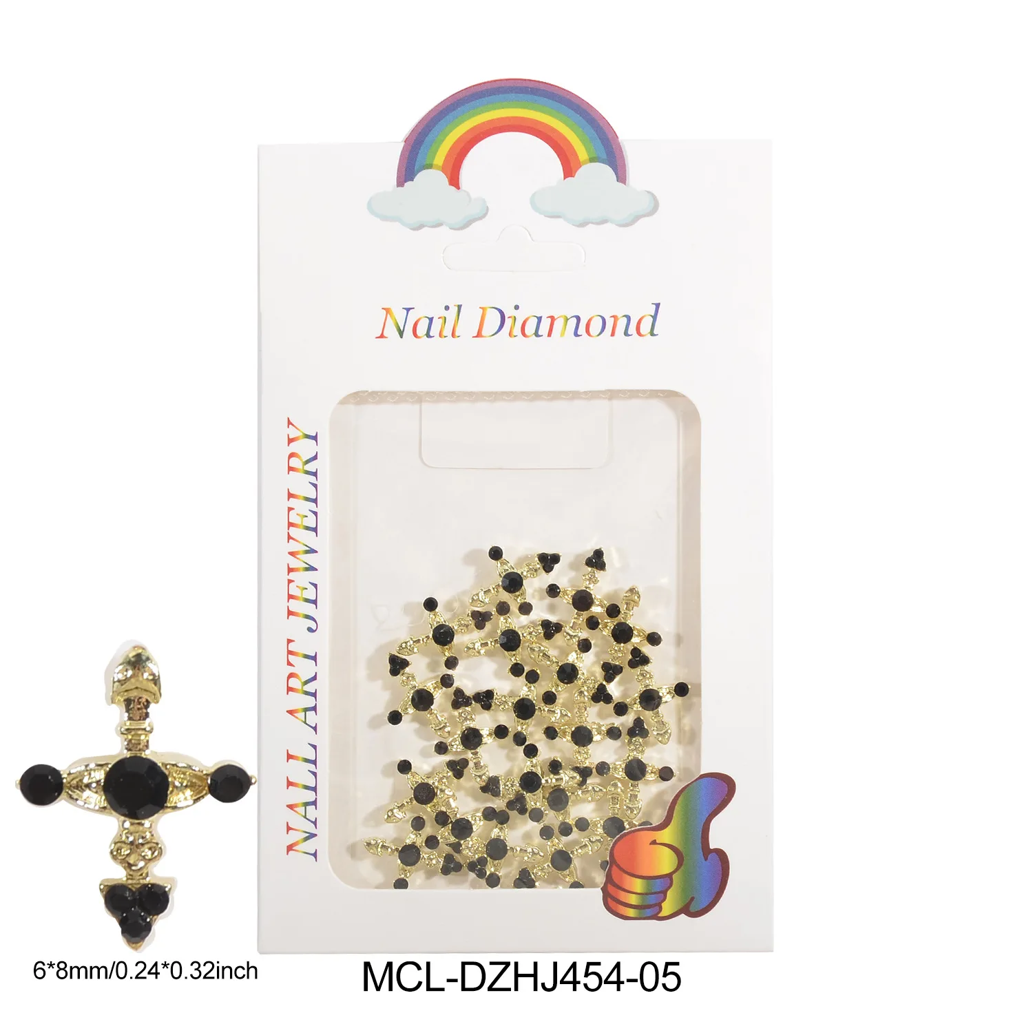 Fashionable Punk-style Nail Decoration with 20pcs Alloy Rhinestone Cross Nail Jewelry 3D Nail Accessories