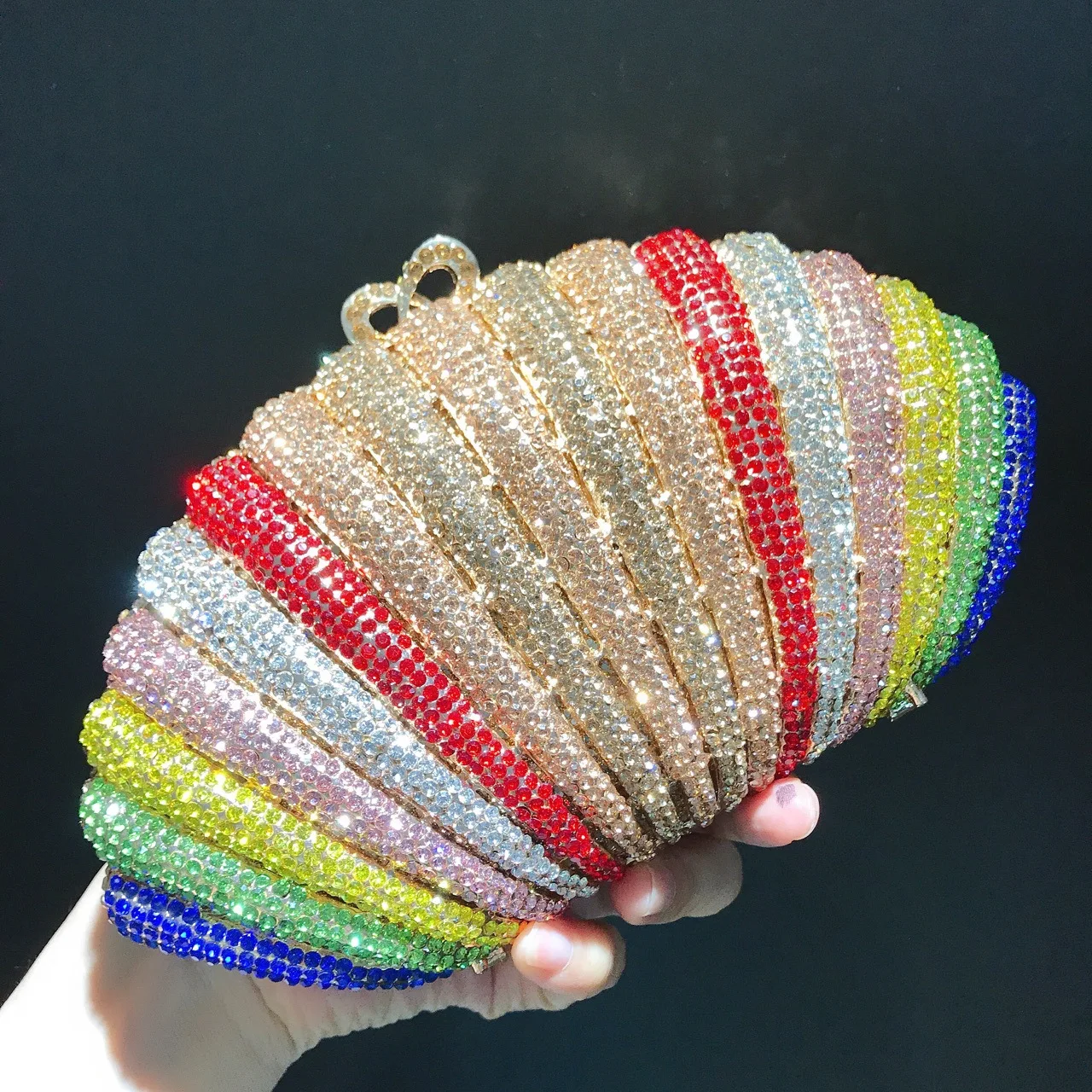 Rainbow Shell Unique Women Handbags Lady Fashion Evening Clutch Rhinestone Dinner Bags Luxury Designer Clutch Purse Handmade Bag