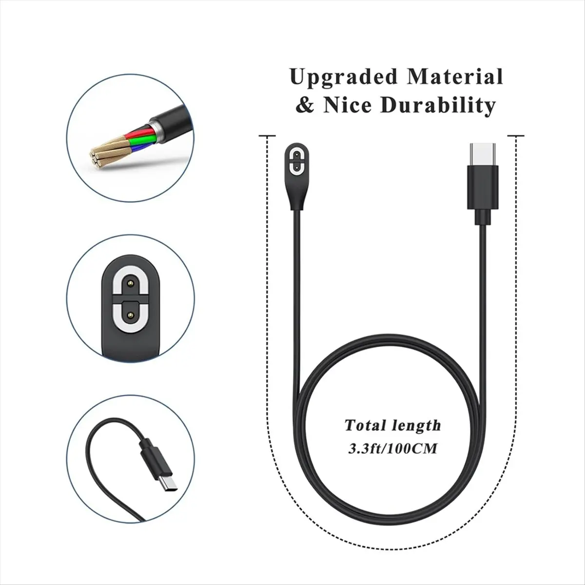 A40I 2 Pack Compatible for Charging Cable, USB&USB-C Magnetic Charging Cord for Aeropex AS800