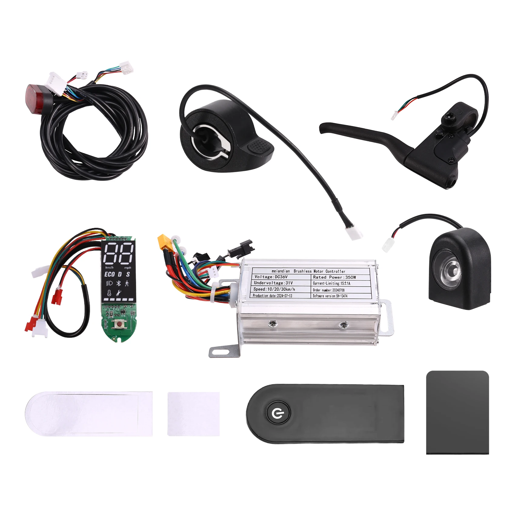 Rise 36v 350w controlador sem escova + medidor bluetooth + acelerador + luz + freio de mão + kit capa para xiaomi m365/m365 pro scooter