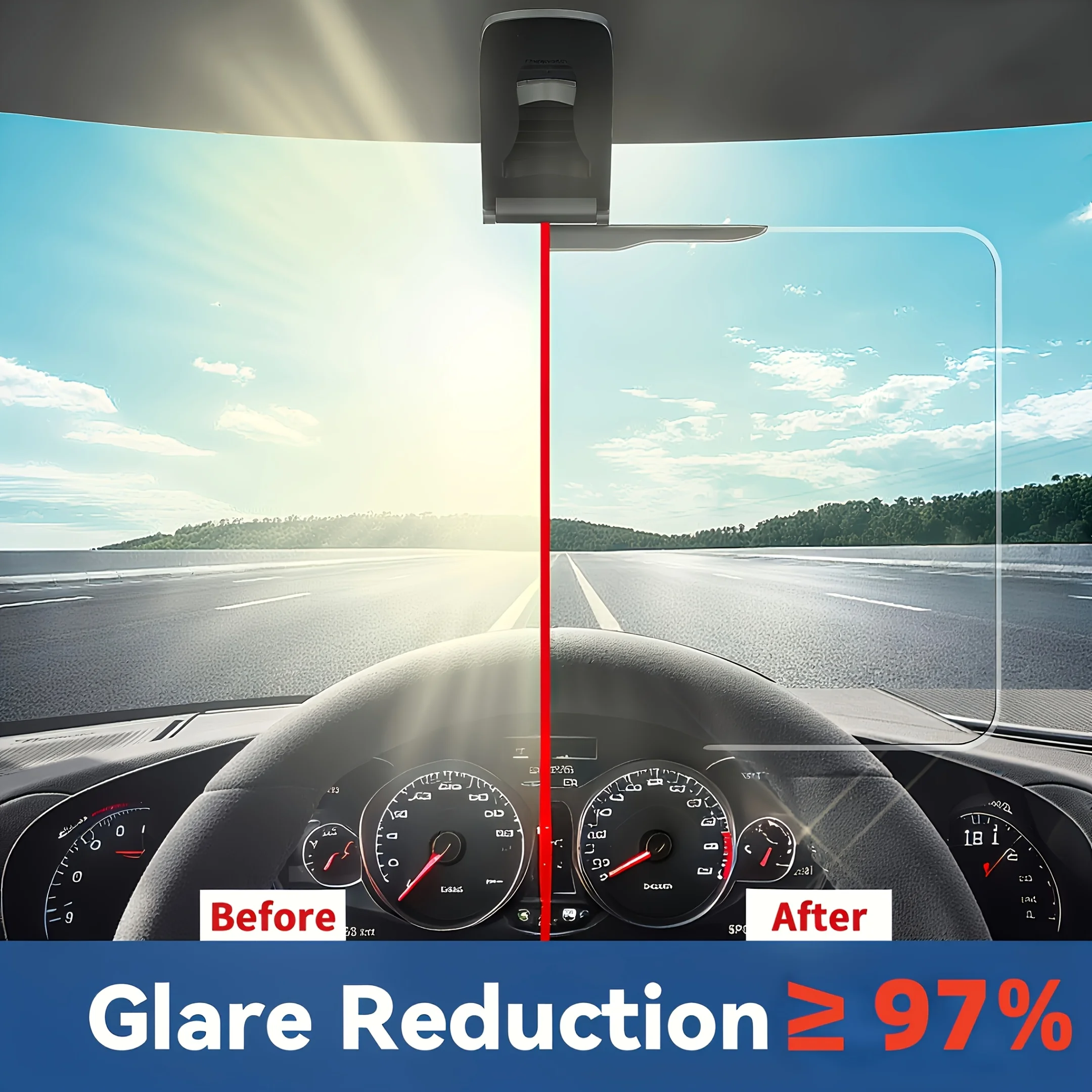 1 Stück große polarisierte Auto-Sonnenblende-Verlängerung mit UV400-Schutz und sicherer Schnallenbefestigung – Anti-Schnee-Blind-Auto-Visier – Detail 5