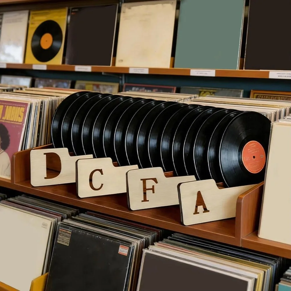 Wooden Vinyl Record Dividers Alphabetical a-Z Efficient Record Dividers File Dividers Time-saving Versatile Record Index Card