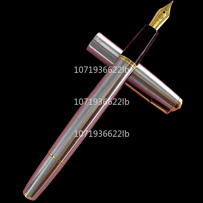 WingSung 601A Volledig stalen zuigertype Vulpen Stalen inktpen Gouden clip 0,38/0,5 mm penpunt Briefpapier Kantoor Schoolbenodigdheden Cadeau