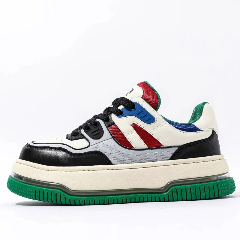 

Original High-end Comfortable Wide Version Bread Shoes for Men's Thick Soled Height Increasing Shoes Leather Casual Board Shoes