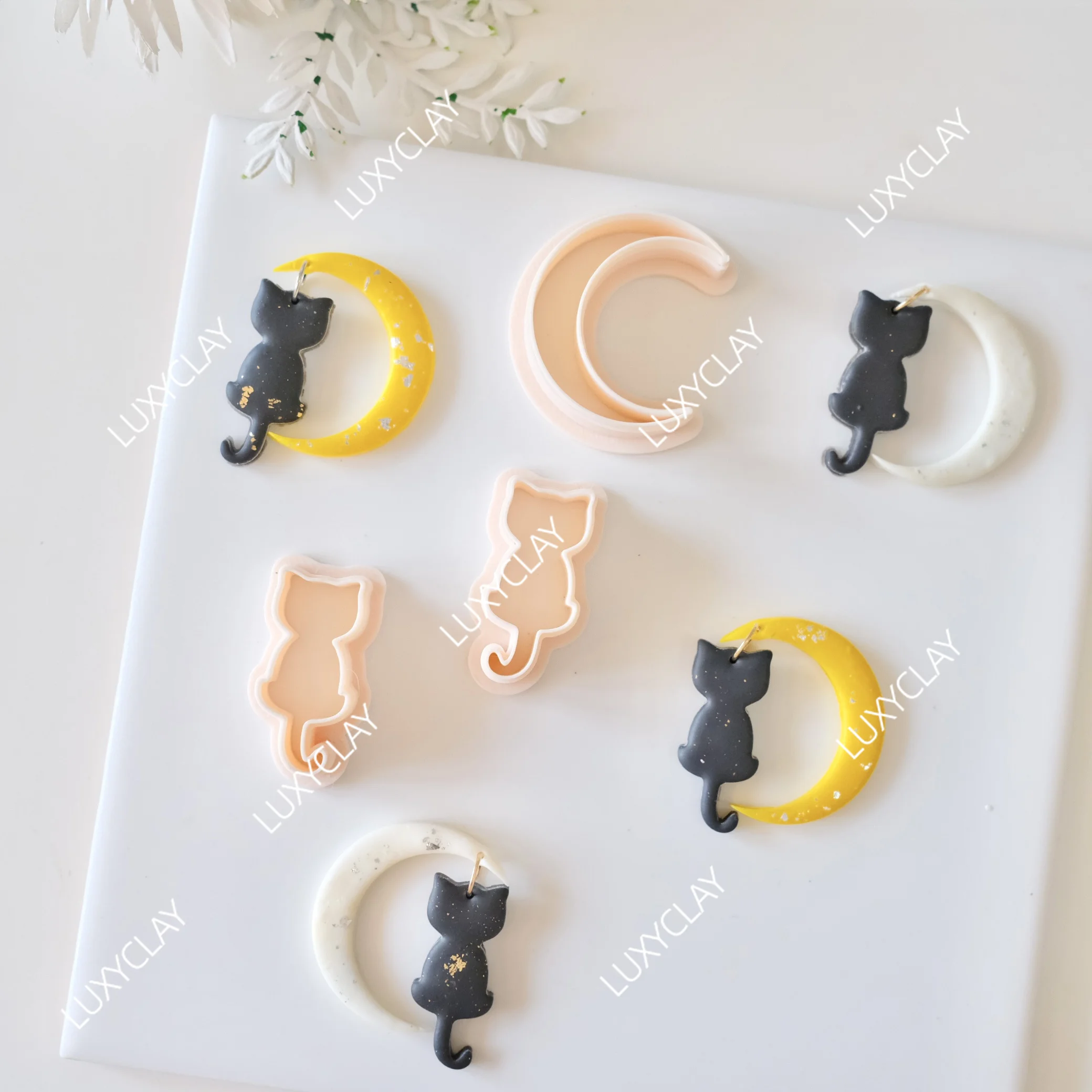 3pcs Crescent Moon & Cat Shape - Jewelry Making In Clay 评论和价格