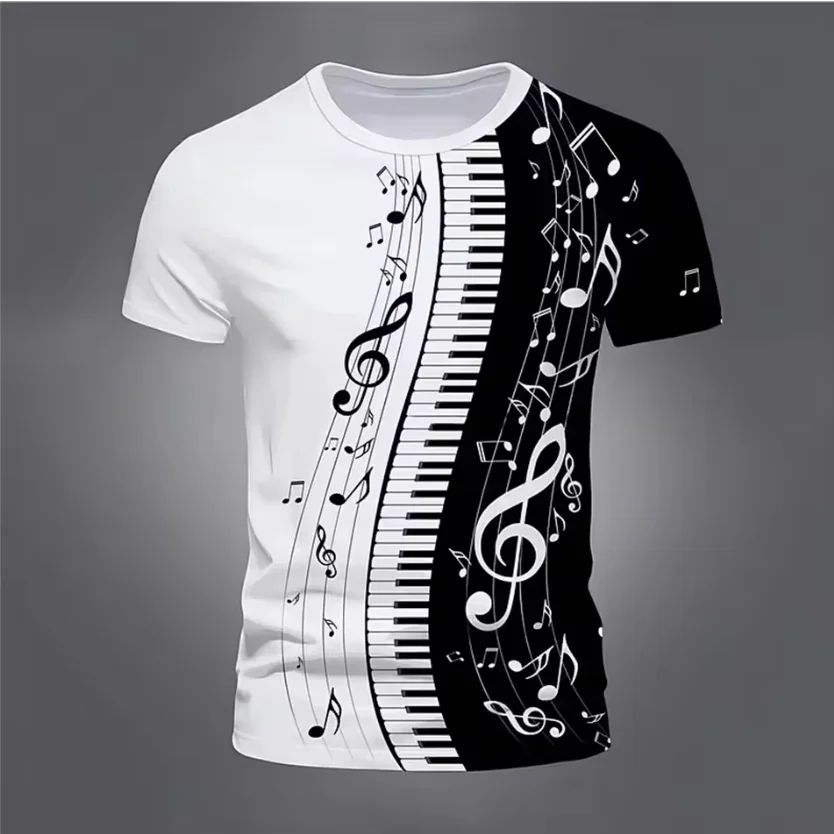 

Men's T-shirt Vintage 3D Note print men's casual everyday short sleeve street T-shirt