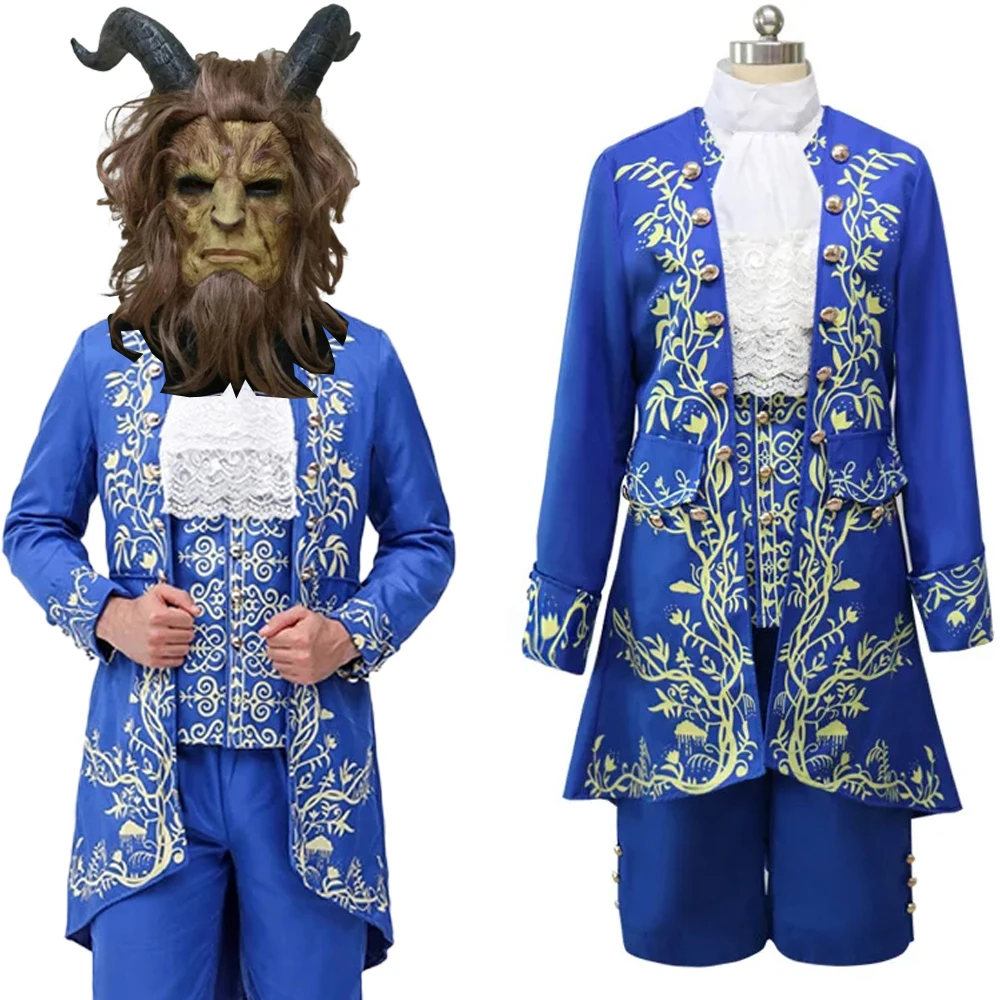 Disfraz de Cosplay de Anime La Bella y la Bestia, Ropa, Máscara, Príncipe Bestia, Adam, Uniforme de Cosplay para Adultos, Hombres, Mujeres, Fiesta de Halloween