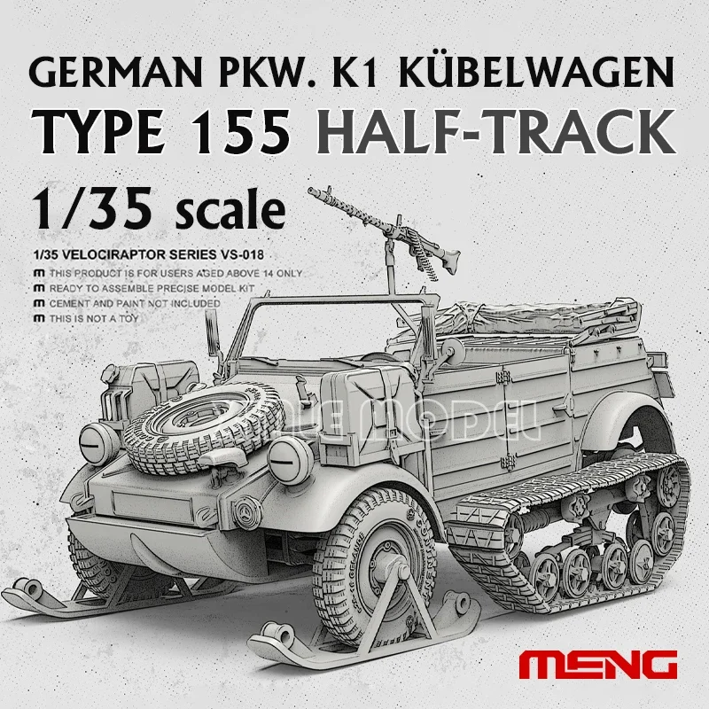 

MENG plastic assembled toy model kit VS-018 German pkw.k1 kubelwagen type 155 half-track (With 3D printed parts) 1/35