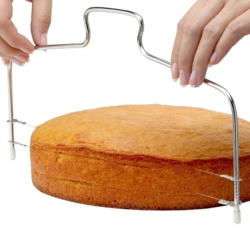 

Adjustable DIY Double Slice Bread Cutter Durable Leveler Stainless Steel Cake Baking Tools Kitchen Gadget