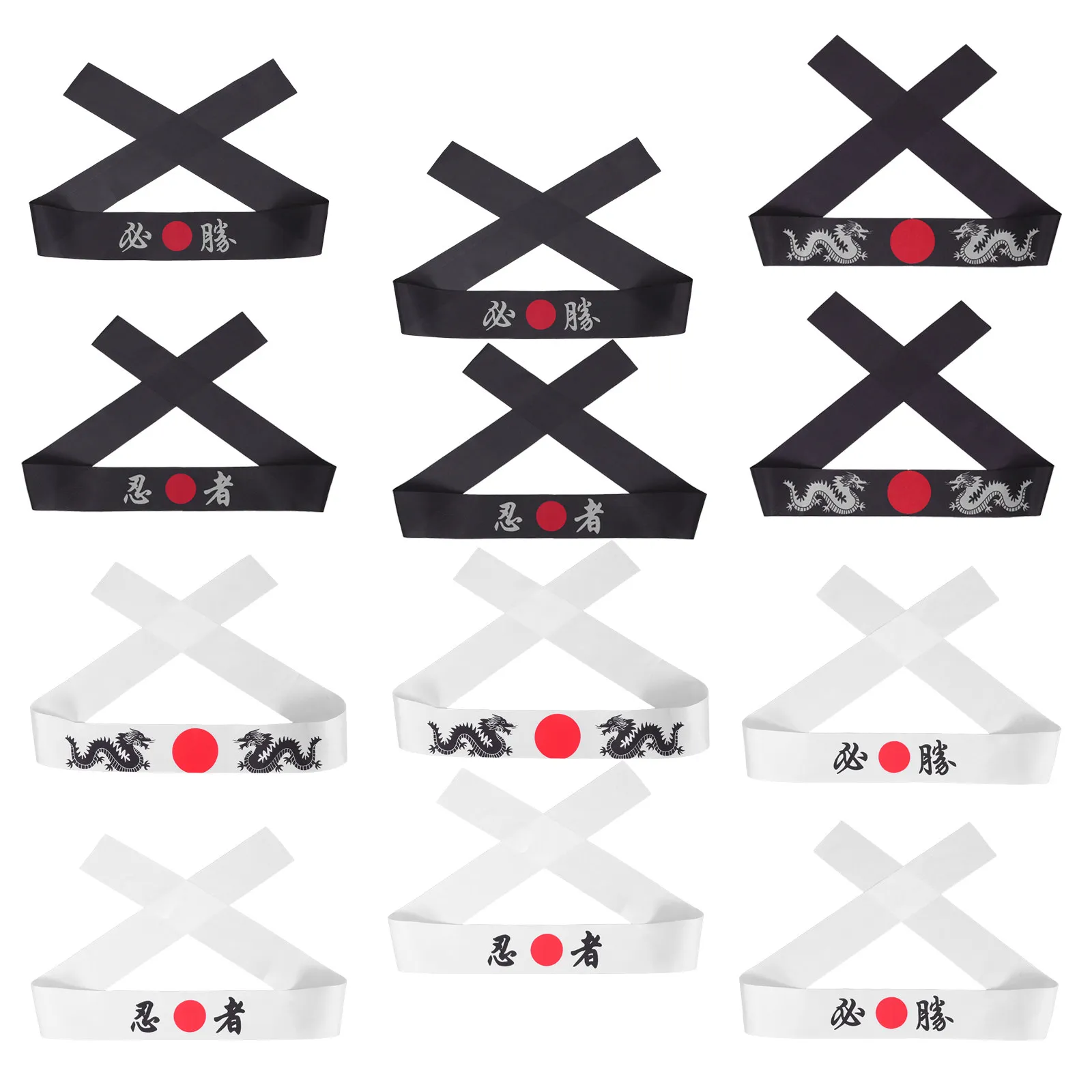 

12Pcs Headband Japanese Style Breathable Tie Back Bandana for Karate Cooking Party Samurai Hachimaki Sweatband