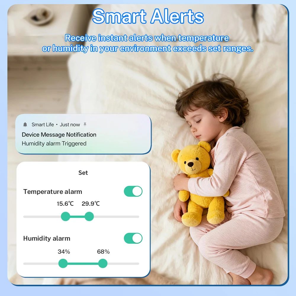 Zdjęcie 6: Czujnik temperatury i wilgotności Tuya WiFi, zdalne monitorowanie, wodoodporny termometr przez aplikację Smart Life, współpracuje z Google Home i Alexa.