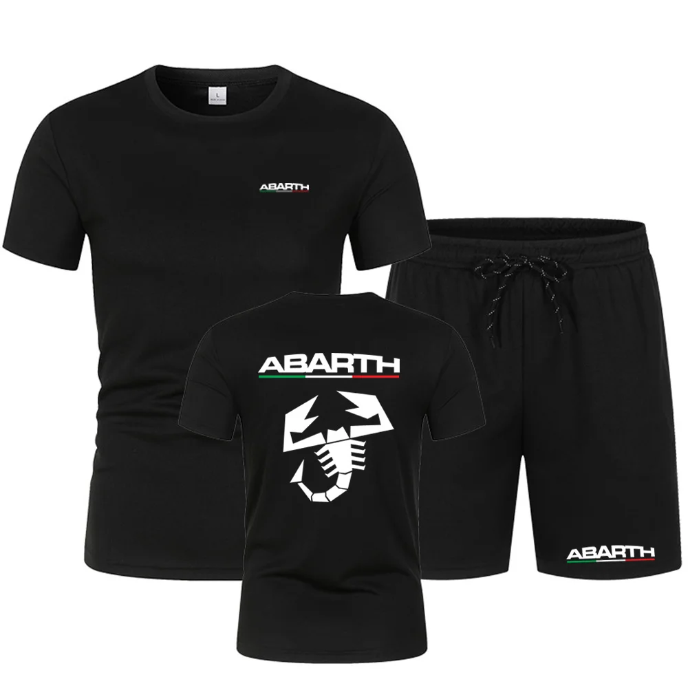 Set estivo Abarth Scorpion Logo Felpa con cappuccio moda uomo Hip Hop Harajuku Manica corta da uomo Pantaloncini sportivi a maniche corte di marca