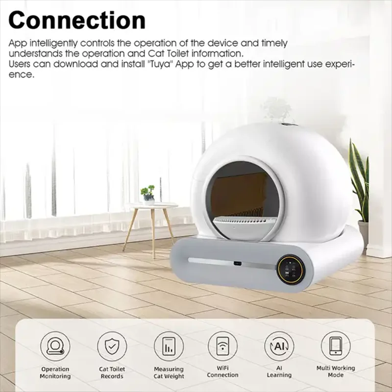 High End Safety Electric Automatic Cat Litter Box 65L Capacity Remote Wifi APP Control Self-cleaning Cat Sand Box for Cat Toilet