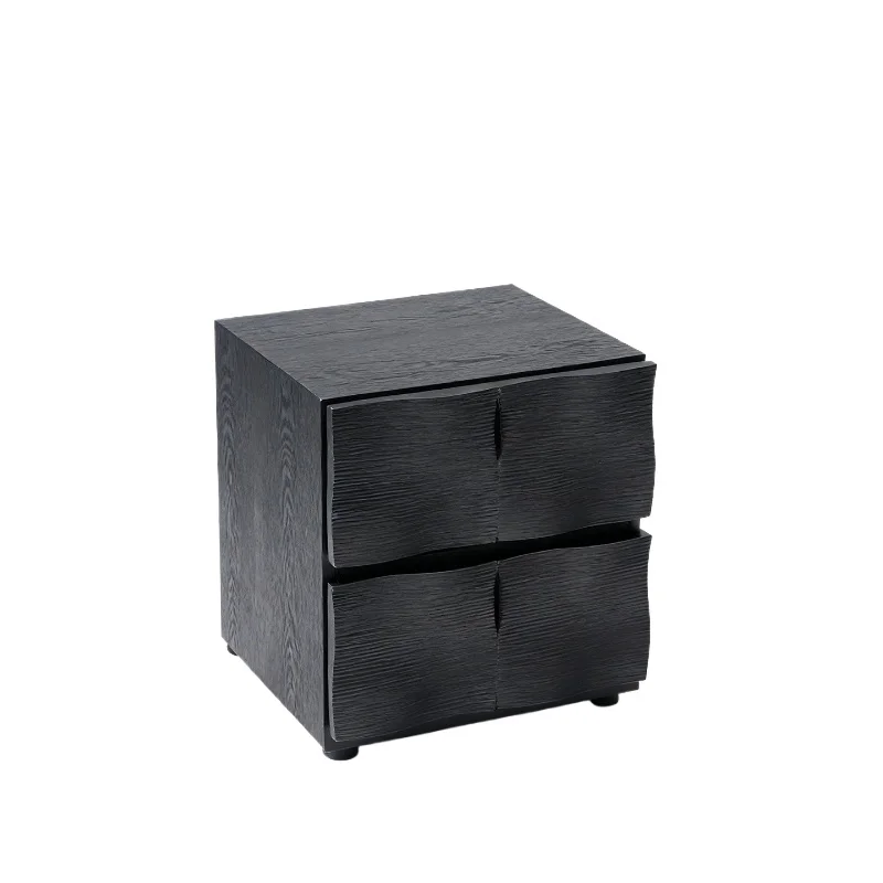 

Italian minimalist bedside table, modern minimalist bedroom black creative master bedroom light luxury high-end